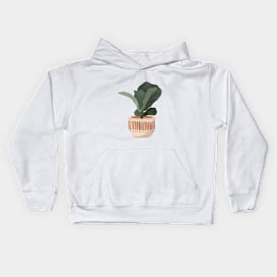 Fiddle Leaf Fig Illustration, Ficus Art Kids Hoodie